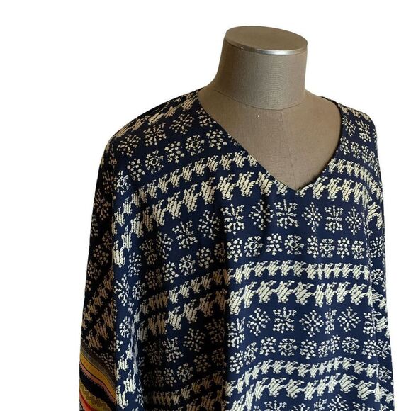 Pronto USA Womens one size Small  Large Navy Multi color Boho Lightweight poncho - Picture 3 of 10
